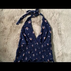 AEO Floral Smocked Halter Top L